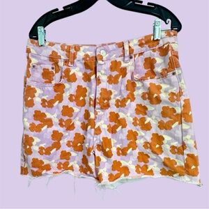 Zara 90s Short Poppy Flower High rise denim raw hem SZ 12XL SEE SET LISTING